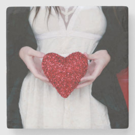 Sparkly Red Kärlek Heart (Alla hjärtans dag) Stenunderlägg