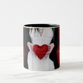 Sparkly Red Kärlek Heart (Alla hjärtans dag) Två-Tonad Mugg