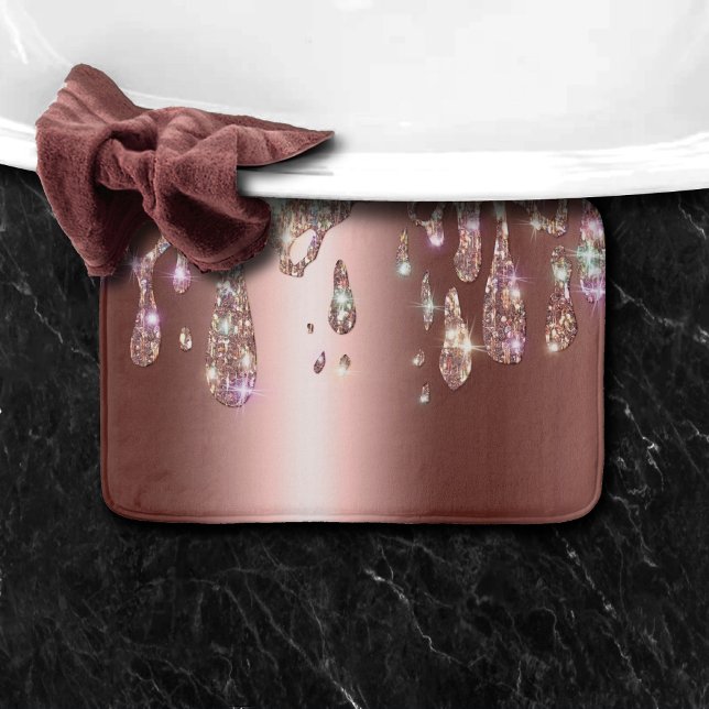Sparkly Ro Guld Drift | Diamond Glitter på Sateen Badrumsmatta (Skapare uppladdad)