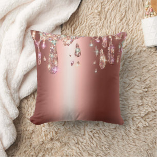 Sparkly Ro Guld Drift Diamond Glitter på Sateen Kudde