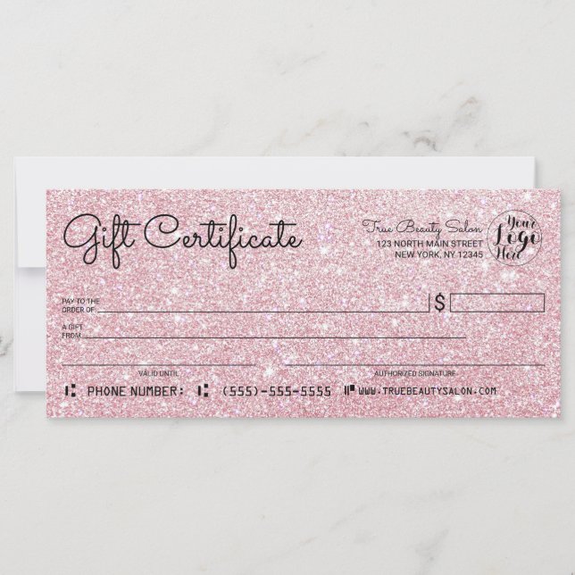 Sparkly Ro Guld Glitter check Gift Certificate (Framsida)