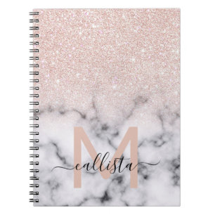Sparkly Ro Guld Glitter Marble Ombre Anteckningsbok
