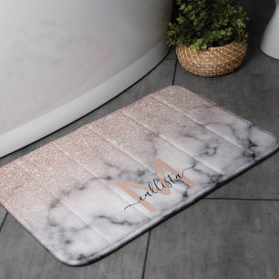 Sparkly Ro Guld Glitter Marble Ombre Badrumsmatta