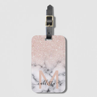 Sparkly Ro Guld Glitter Marble Ombre Bagagebricka