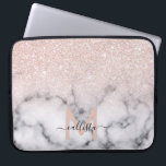 Sparkly Ro Guld Glitter Marble Ombre Laptop Fodral<br><div class="desc">Den här eleganten och gigantiska mönster är perfekt för modern kvinna. Den har faux tryckt glatt ro guld glitter ovanpå ett svart och marmor mönster i stil på en ombre-gradient. Det är trendig, coola, chic, luxe och snyggt. ***VIKTIG DESIGN-ANMÄRKNING: För varje begäran från anpassad design, t.ex. matchningsprodukter, färg-ändringar, placeringsändringar eller...</div>