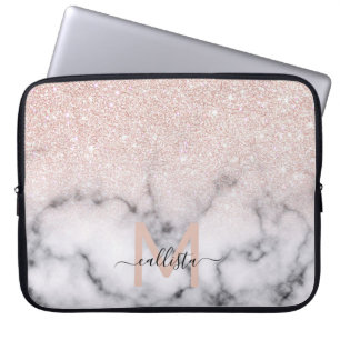 Sparkly Ro Guld Glitter Marble Ombre Laptop Fodral