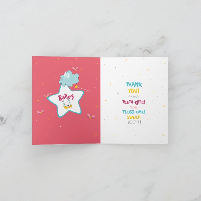 Sparkly Roligt Funny Tooth Fairy Tack Kort (Inuti)