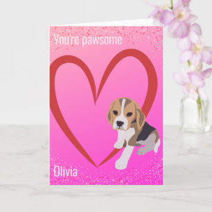 SPARKLY ROSA BEAGLE VALENTINS DAGLIGA ROMANTISKA H KORT