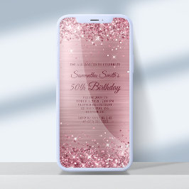 Sparkly Rosa Glitter och Foil 50:e födelsedagen Inbjudningar