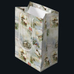 Sparkly Rustic jul Winter Scenes Collage<br><div class="desc">Magiska gnistor,  snöflingor vintage-inspirerade vinjetter med vinterfåglar,  snö-täckta regnbågar och landskap,  elegant filigree gräns,  holly och snöflingor på rik artistblått,  guld och vit nödsituation.</div>