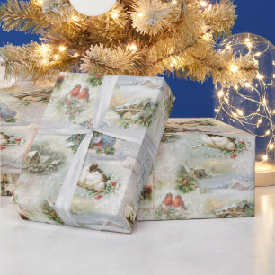 Sparkly Rustic jul Winter Scenes Collage Presentpapper