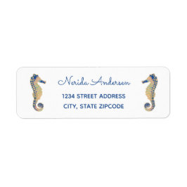 Sparkly Seahorse Address Label Returadress Etikett
