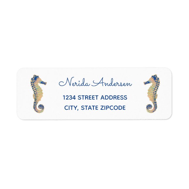 Sparkly Seahorse Address Label Returadress Etikett (Framsidan)