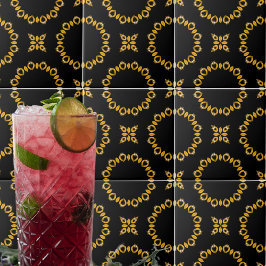 Sparkly Shiny Luxury Elegant Guld & Black Mönster Kakelplatta