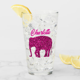 Sparkly shock rosa Elephant faux gnistra Ditt namn Glaskopp