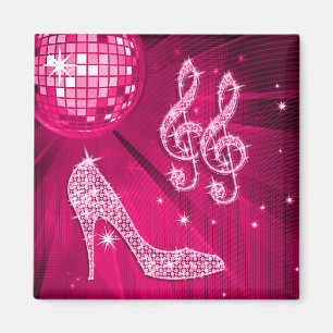 Sparkly shock rosamusik noterar & stiletthälet magnet