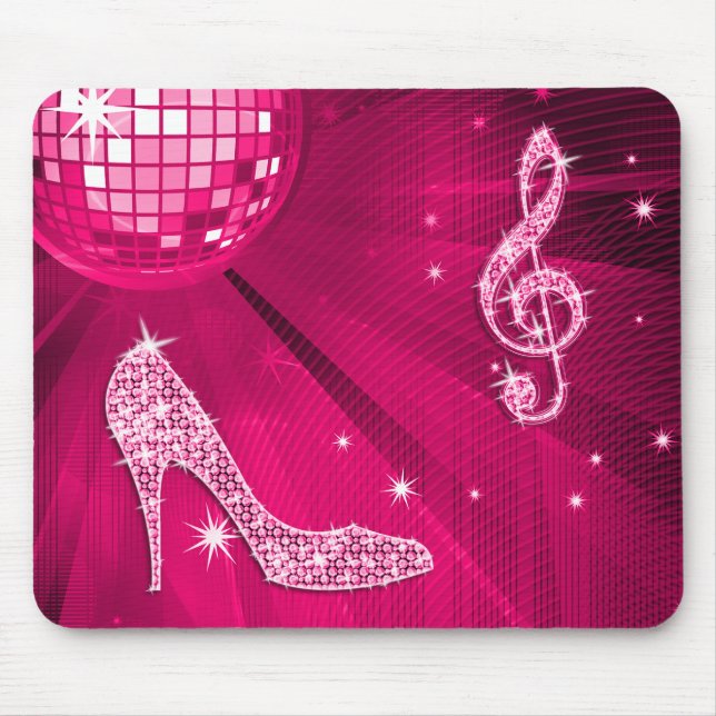 Sparkly shock rosamusik noterar & stiletthälet musmatta (Framsidan)