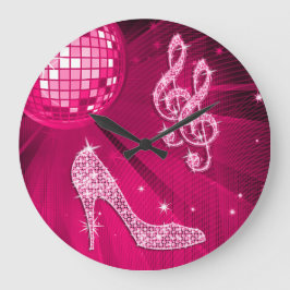 Sparkly shock rosamusik noterar & stiletthälet stor klocka