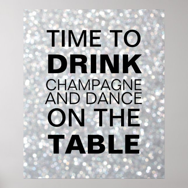 Sparkly Silver Champagne Party Poster (Framsidan)