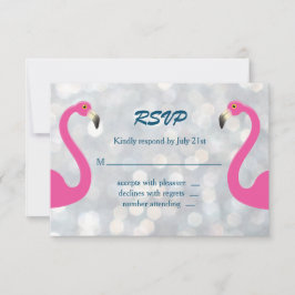Sparkly Silver Flamingo Bröllop OSA Kort