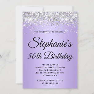 Sparkly Silver Glitter Lavender Lila Gradient Inbjudningar