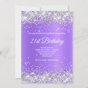 Sparkly Silver Glitter Lavender Lila Shimmer Inbjudningar