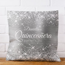 Sparkly Silver Glitter och Foil Quinceañera