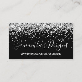 Sparkly Silver Glitter Online Store Black Visitkort