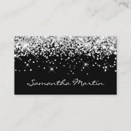 Sparkly Silver Glitter på Black Visitkort