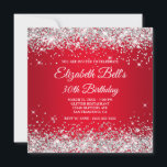 Sparkly Silver Glitter Red Ombre 30års födelsedag Inbjudningar<br><div class="desc">En elegant finare monogram 30års födelsedag inbjudan till henne. Faux silver glitter glam med glänsande mot en mörk och ljusröd figur. Det klassiska blomningsmonogrammet för svart och vit kalligrafi i finare på baksidan kan anpassas. En underbar inbjudan för din syster på hennes kvartersmilstolpe födelsedag för din vän. All silvret grått...</div>
