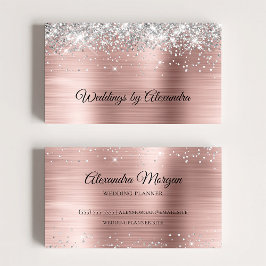 Sparkly Silver Glitter Ro Guld Satin Ombre Foil Visitkort