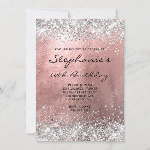 Sparkly Silver Glitter Ro, guldfärgad oljefartygda Inbjudningar