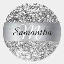 Sparkly Silver Glitter Shimmer Monogram