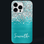 Sparkly Silver Glitter Turquise Blue Glam Namn<br><div class="desc">Anpassa det moderna handskrivna stil-skriptet för att skapa ditt eget fodral. Lägg till en monogramsstart för att skapa en första inledande namn-kombination. Romerska faux silver glitter och borstad turkos aqua blue metall foil digital art kommer att skrivas ut som ett foto.</div>