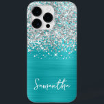 Sparkly Silver Glitter Turquise Blue Glam Namn<br><div class="desc">Anpassa det moderna handskrivna stil-skriptet för att skapa ditt eget fodral. Lägg till en monogramsstart för att skapa en första inledande namn-kombination. Romerska faux silver glitter och borstad turkos aqua blue metall foil digital art kommer att skrivas ut som ett foto.</div>