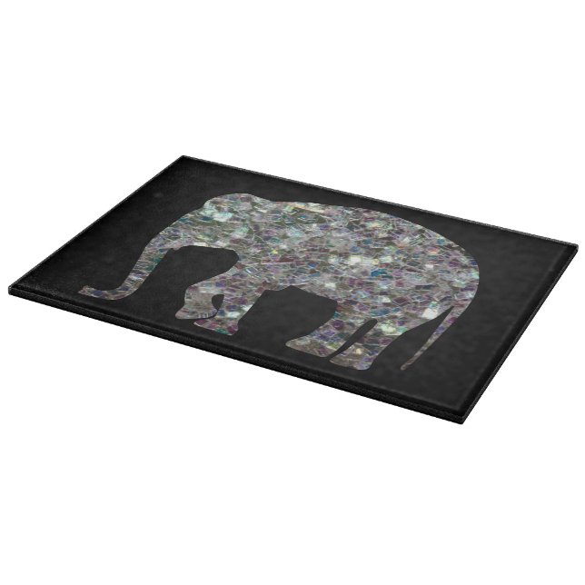 Sparkly silver mosaic glitter Elephant (Hörn)