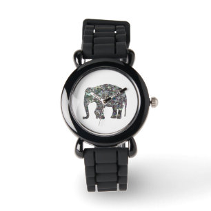 Sparkly silver mosaic glitter Elephant Armbandsur