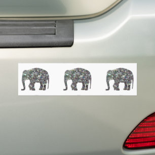 Sparkly silver mosaic glitter Elephant Bildekal