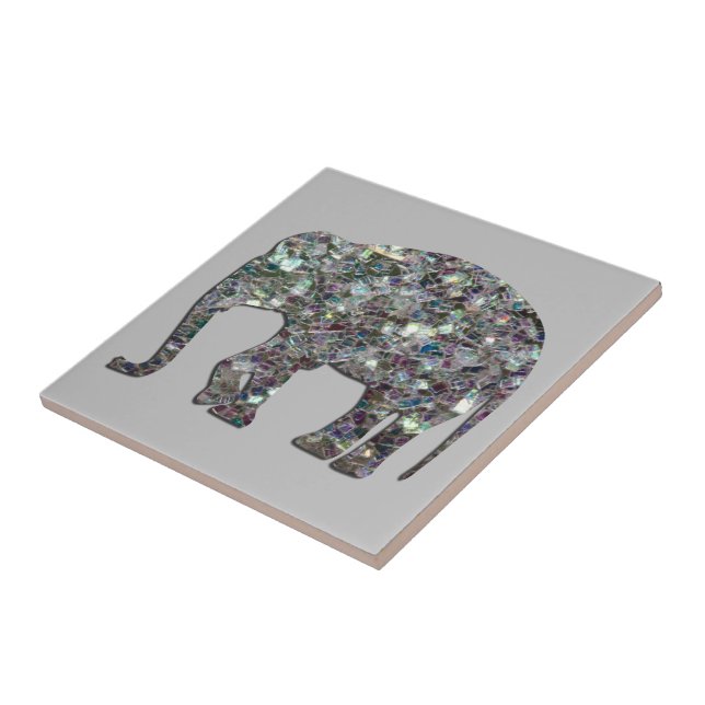Sparkly silver mosaic glitter Elephant light grått Kakelplatta (Sidan)
