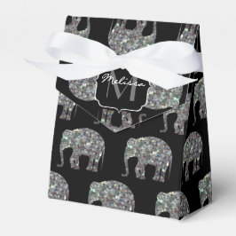 Sparkly silver mosaic glitter Elephant Monogram Presentaskar