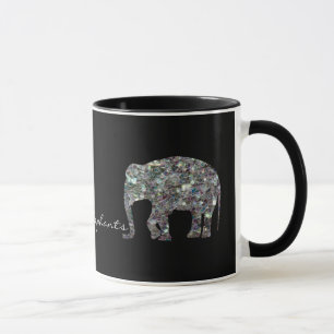 Sparkly silver mosaic glitter Elephant Mugg