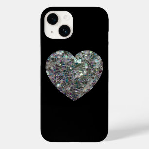 Sparkly silver mosaic Heart on Black