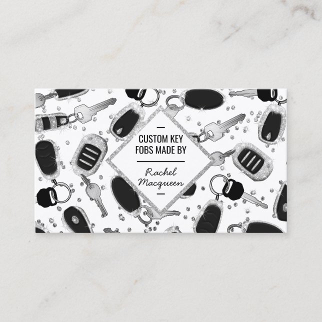 Sparkly Silver Nyckel fob Diamond Crafter Visitkort (Framsida)