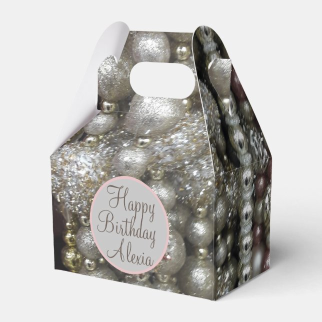 Sparkly Silver och Rosa Stringed Pärlor Presentaskar (Baksidan Sidan)