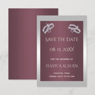 Sparkly Silver Ringar & Burgandy Spara Datumet