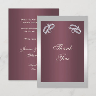 Sparkly Silver Ringar & Burgandy Tack Kort