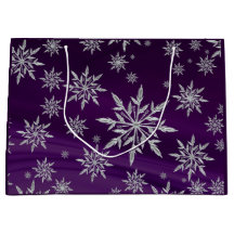 Sparkly Silver Snöflingor på Lila