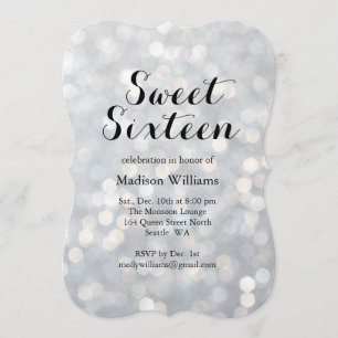 Sparkly Silver Sweet 16 födelsedagsinbjudan Inbjudningar