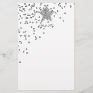 Sparkly silverstjärnor Personnalised Brevpapper