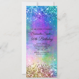 Sparkly Sjöjungfru Glitter Foil 50:e födelsedagen Inbjudningar